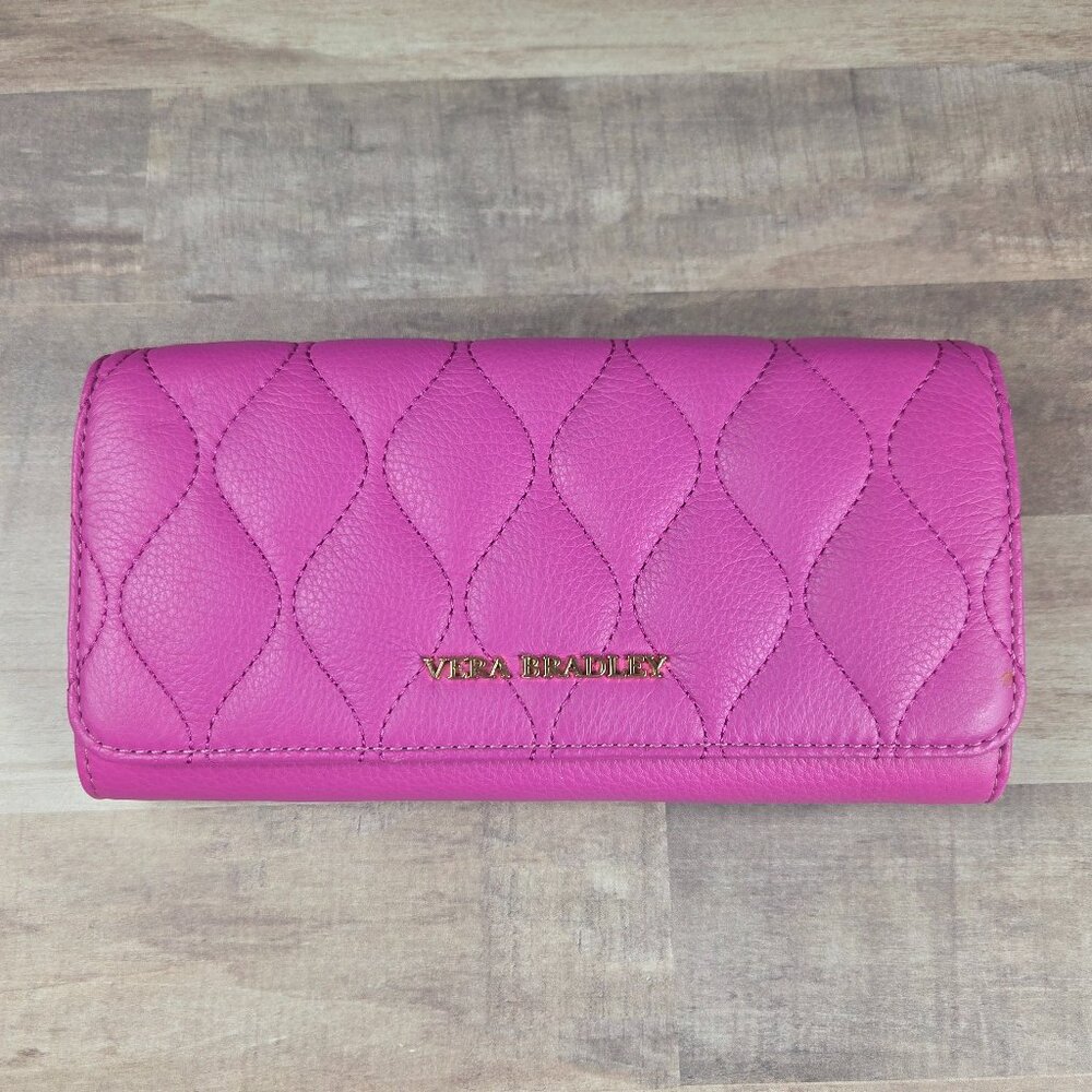 Vera Bradley Magenta Leather Quilted Audrey Wallet